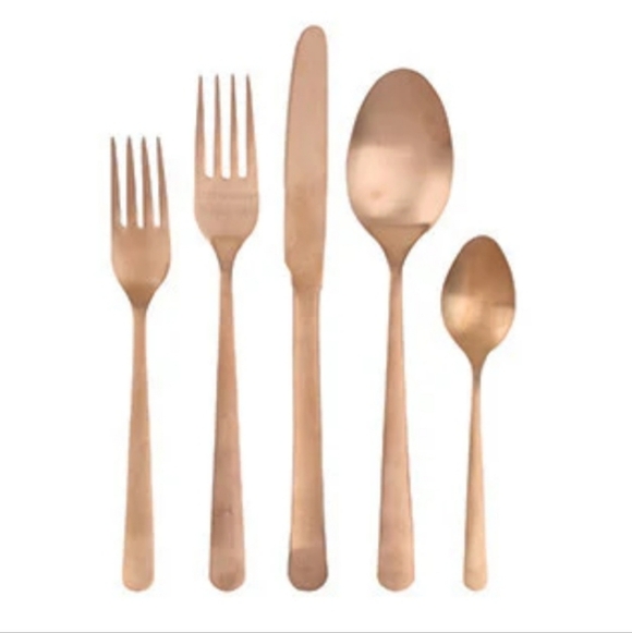 Oslo Cutlery 5 Pc Set in Matte Copper, Service For 1,  Retail Price $105.00US - Picture 1 of 7